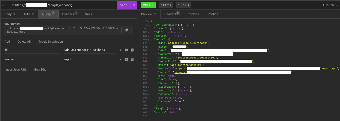 Request & response of an API request